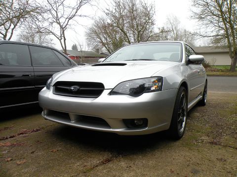 2006 Subaru Legacy - Front 3/4 view of a silver 2006 Subaru Legacy sedan.