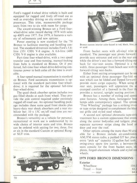1979 Ford Bronco - The 1979 Ford Bronco is shown here in a 3q-front view parked on a beach with people nearby.