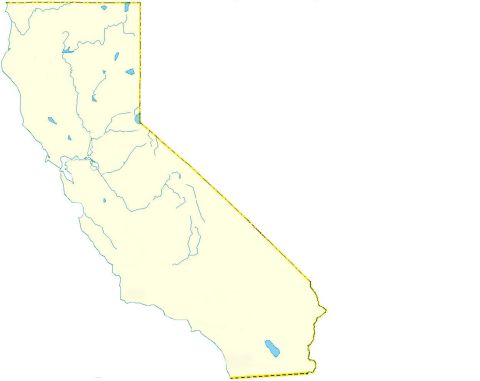 1989 Ford Bronco - A map of California displays its geographical features, including rivers and lakes.