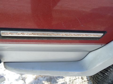 1993 Ford C-150 (Centurion Conversions) - Close-up of a truck's side trim, showing a decorative inlay and two-tone paint.