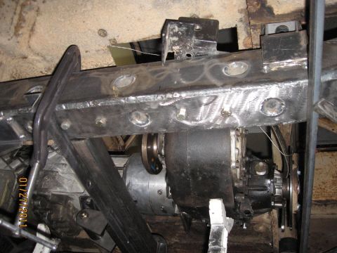 1961 International Scout 800 - Close-up view of vehicle drivetrain components, dated January 27, 2011.