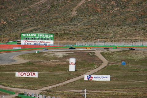 1995 Ford Taurus - A race track scene with several cars driving, a Budweiser water tower, and various billboards.