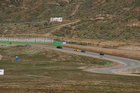 1995 Ford Taurus - Multiple cars are racing on a track in a dry, hilly landscape with a large Budweiser sign visible.