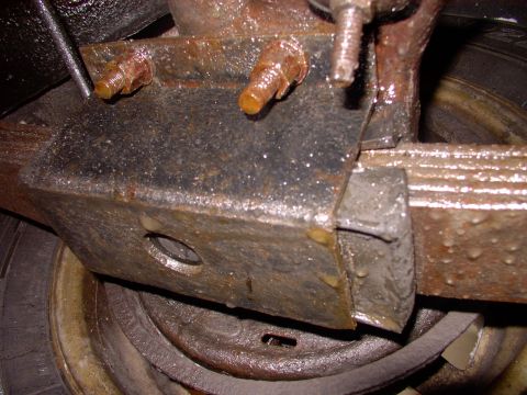 1983 Chrysler Fifth Avenue - Everything not so fine on the passenger's side. Note the rubber has walked back out of the clamp and the locating protrusion is nowhere to…