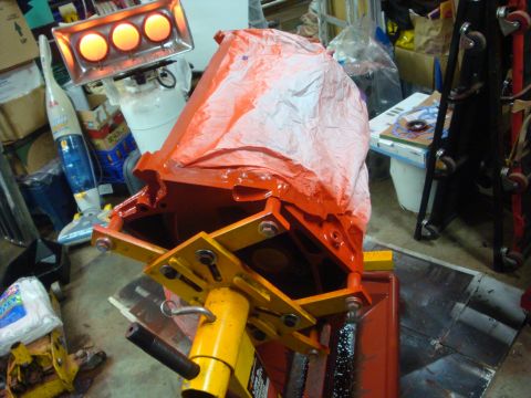 1989 Ford Bronco - Engine block on stand, ready for rebuild or painting.