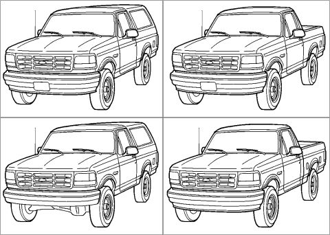 1983 Ford Bronco - Fullsize Line Drawings IF THE IMAGE IS TOO SMALL, click it. Lower R is F150 2WD