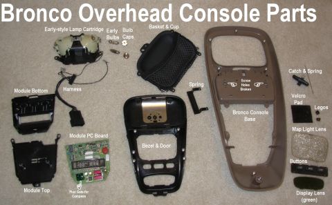 1983 Ford Bronco - Bronco Overhead Console Parts IF THE IMAGE IS TOO SMALL, click it. These early bulbs are type 3175 (31mm / 1.25" long) and the holder…