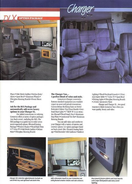 1996 Ford C-350 (Centurion Conversions) - This brochure page showcases the interior options and features of a van conversion.