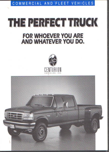 1996 Ford C-350 (Centurion Conversions) - This document features a 1996 Ford C-350 (Centurion Conversions) crew cab dually pickup truck in a 3q-front view.
