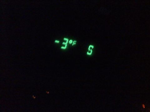 1994 Ford Bronco - The vehicle's interior digital display shows a temperature of -3°F.
