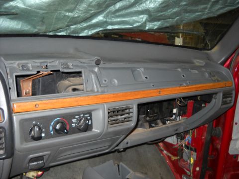 1993 Ford C-150 (Centurion Conversions) - Interior view of a 1993 Ford C-150 (Centurion Conversions) dashboard, showing exposed components.