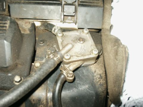 1966 Ford Bronco - Close-up view of a vehicle's fuel pump and associated hoses.