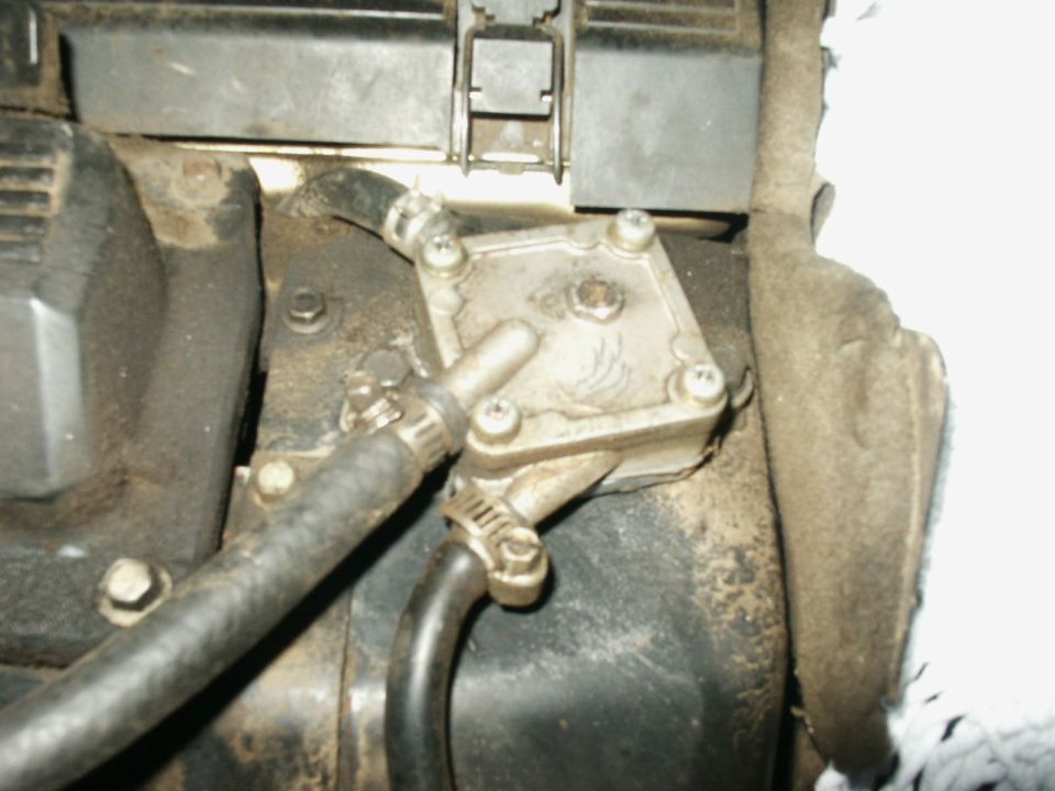 Fuel pump with hoses attached