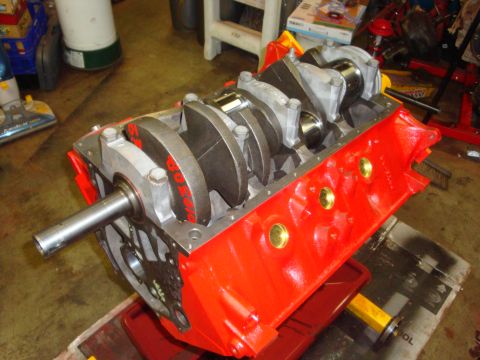 1989 Ford Bronco - Engine block with crankshaft installed, ready for further assembly or rebuild.