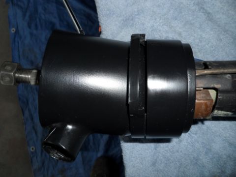 1973 Ford Ranchero - A black steering column component is shown, a bolt and splined shaft, with "SUPERMOTORS" text visible at the bottom.