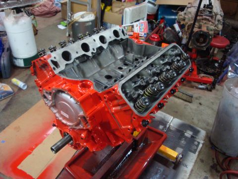 1989 Ford Bronco - Engine block assembly with valve train components in a workshop setting.