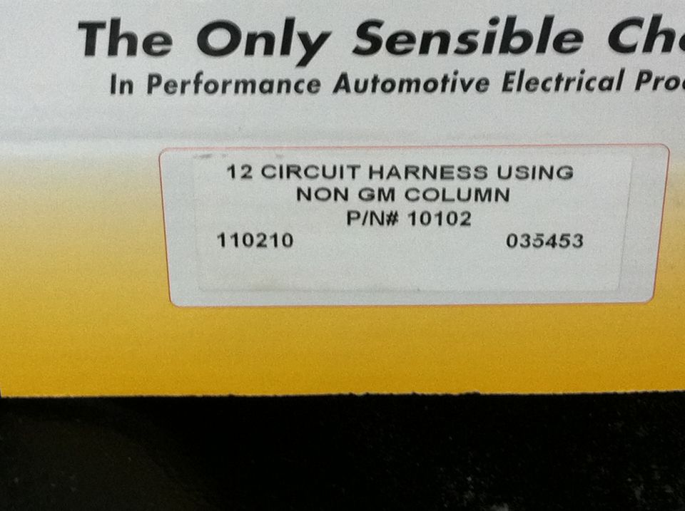 Box label: 12 Circuit Harness Using Non GM Column, P/N# 10102