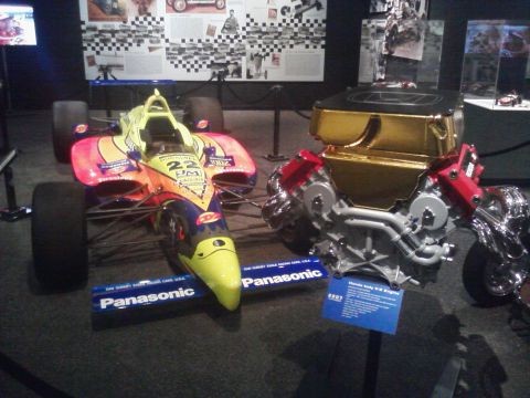 1995 Ford Taurus - An IndyCar race car and a Honda V8 engine are displayed at the Peterson Automotive Museum.