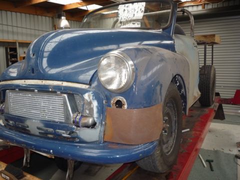 1969 MINI Cooper - This vehicle is a Morris Minor, not a 1969 MINI Cooper, with visible modifications like an intercooler.