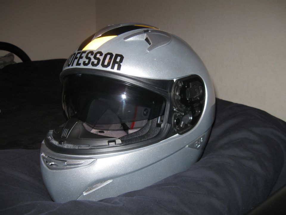Going with the fighter jet motif is my helmet with callsign.