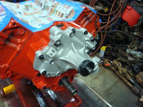 1989 Ford Bronco - Engine block and water pump assembly during a rebuild process.