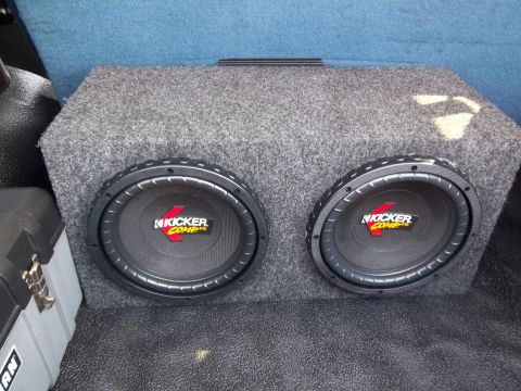 1995 Ford Bronco - This photo shows a pair of Kicker Comp subwoofers in an enclosure, not a 1995 Ford Bronco.