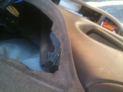 1993 Ford Bronco - Close-up view of the interior trim and wiring of a vehicle.