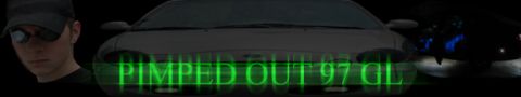 1997 Ford Taurus - This image shows a 1997 Ford Taurus with custom green text overlay that reads 'PIMPED OUT 97 GL'.