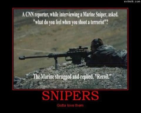 1988 Ford Bronco - A demotivational poster a sniper and a humorous quote about recoil.