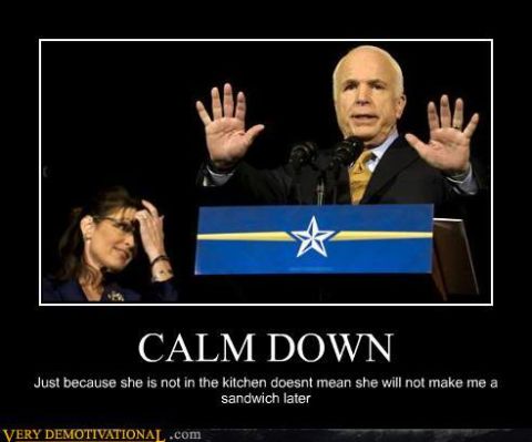 1988 Ford Bronco - John McCain and Sarah Palin are on a stage with a podium and a banner.