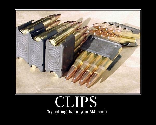 Ammunition clips with bullets