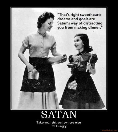 1988 Ford Bronco - This demotivational poster features a vintage image and humorous text about Satan's distractions.