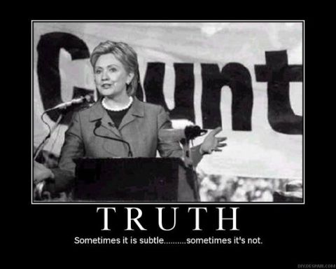1988 Ford Bronco - A meme Hillary Clinton with a controversial banner and text about truth.