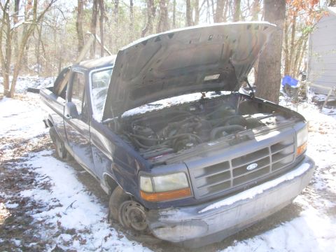 1995 Ford F-150 - 2 tires off the rims; 2 dead gas tanks; 2 bent bumpers; 2 missing window cranks; 2 undamaged pieces of sheet metal; a bent tie rod, and a s…