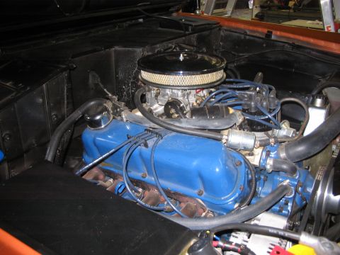 1973 Ford Bronco - Close-up of a Ford V8 engine, likely from an older truck or SUV.