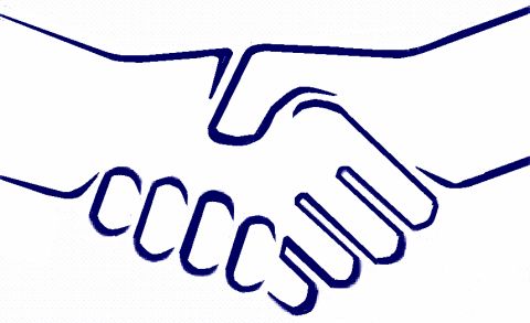 2001 Isuzu Vehicross - A simple line drawing depicts two hands clasped in a handshake.