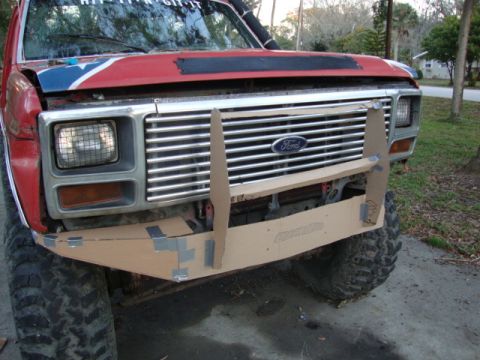 1986 Ford Bronco - This Ford truck has a custom cardboard bumper being prototyped over the existing one.