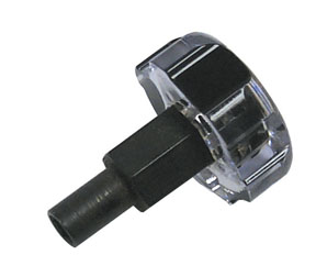1990 Ford Bronco - A close-up view of a clear plastic knob with a black hexagonal shaft.