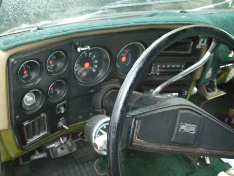 1979 Ford Bronco - The interior dashboard shows a Chevrolet emblem on the steering wheel, indicating it is not a Ford Bronco.