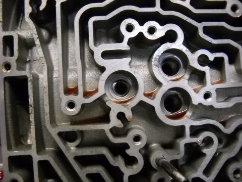 1993 Ford C-150 (Centurion Conversions) - Detailed view of an automatic transmission valve body, likely from an E4OD rebuild project.