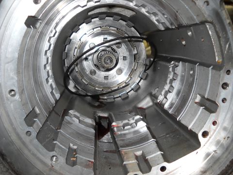 1993 Ford C-150 (Centurion Conversions) - Close-up of the internal components of an automatic transmission torque converter housing.