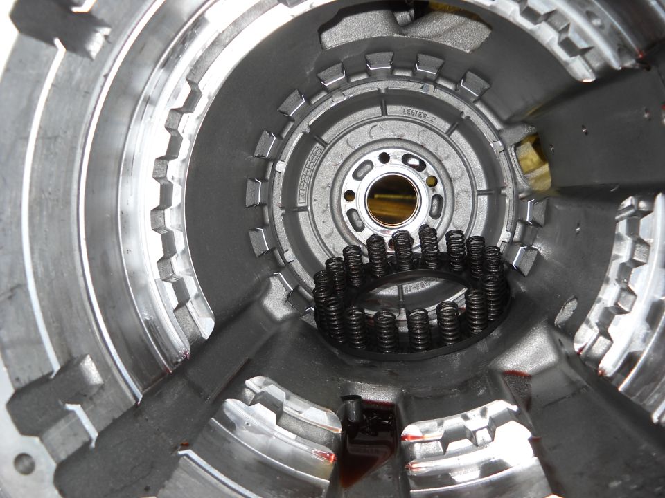 Close-up of transmission pump with springs