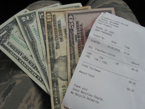 1985 Chevrolet Blazer - Receipt and cash from Fitzgerald's Auto Salvage, dated October 30, 2009.