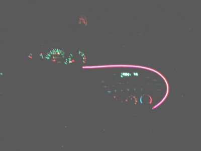 1997 Ford Taurus - The interior of a 1997 Ford Taurus features illuminated gauges and a neon accent light strip across the dashboard.