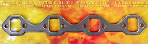 exhaust manifold gasket with text 'FRAGILE! DO NOT BEND!'