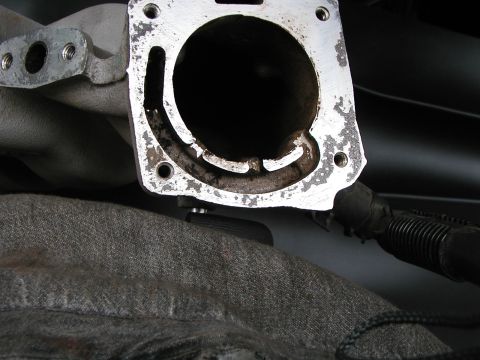 1996 Mercury Sable - Intake manifold throttle body attachment point after I cleaned off all the carbon.