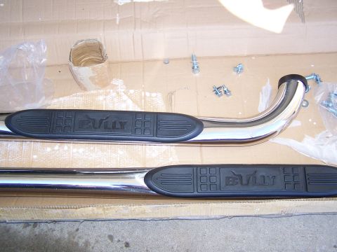 1989 Ford Bronco - New Bully running boards are shown in their packaging with mounting hardware.
