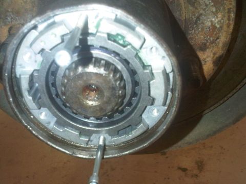 1978 Ford Bronco - Manual locking hub mechanism detail, likely from a 4x4 vehicle's front axle.