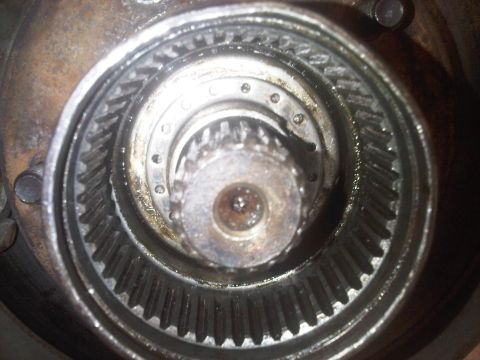 1978 Ford Bronco - Close-up view of the splined interior of a vehicle's hub assembly, showing internal gears.