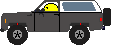 1995 Ford Bronco - This pixelated image shows a gray SUV with a smiley face behind the wheel, viewed from the side.
